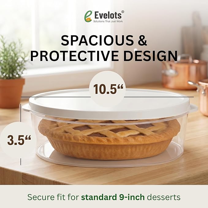 Evelots 2-Pack 10-Inch Airtight Food Storage Container with Lid - Portable Carrier for Pies, Cakes, Cupcakes & More - BPA-Free Clear Plastic - Secure & Easy Transport