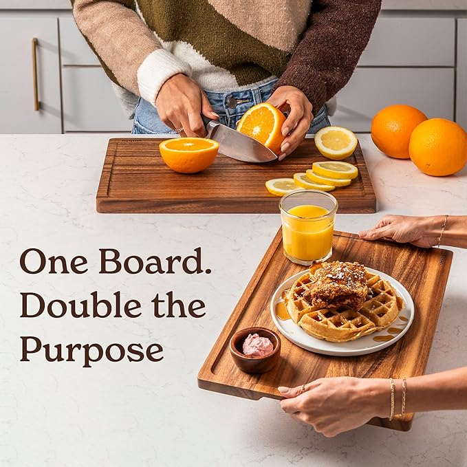 SMIRLY Walnut Wood Cutting Board for Kitchen - Wood Cutting Board for Meal Prep, Serving, Charcuterie - Kitchen Gadgets, House Warming Gift - Small Wooden Chopping Board Non Toxic - 1 Pack