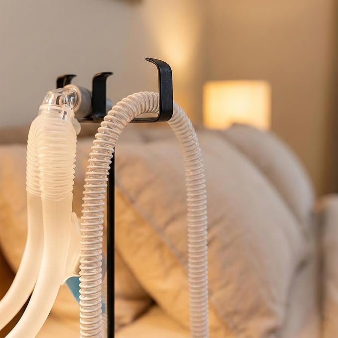 CPAP Protector Mat & CPAP Hose Holder – Bedside Organizer with CPAP Hook for CPAP Mask & Tubing, Keeps CPAP Supplies Neat and Tidy All Night (T-Style Hook)