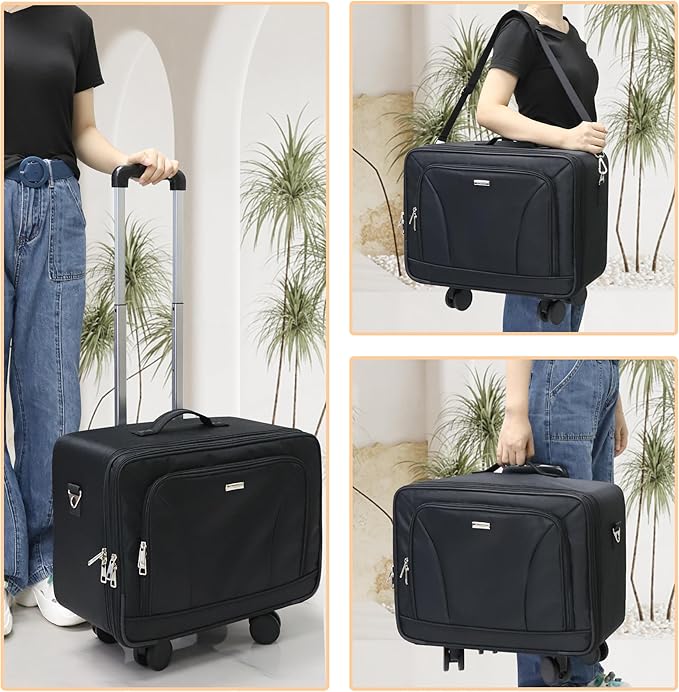 Relavel Cosmetology Case on Wheels, Extra Large Rolling Makeup Travel Train Case with 360° Spinner Wheels, 3 Layer with Insulation Compartment & 4 Clear Bags, Professional Makeup Artist Bag Set