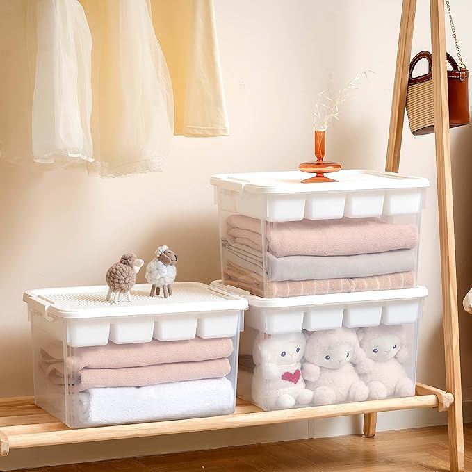 Citylife 32 QT Stackable Storage with Building Baseplate Lid and Removable Tray Tool Box Organizer Storage Bins with Lids for Organizing Bead, Tool, Sewing