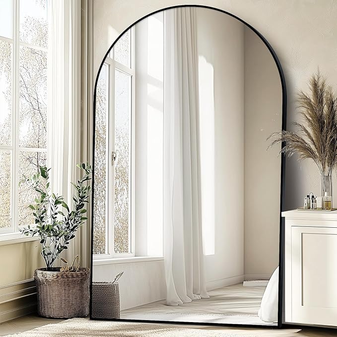 Oversized Full Length Mirror 72x44 Inch - Wall Mounted or Standing Floor Mirror with Aluminum Alloy Frame, Shatterproof Tempered Glass - Modern Mirror for Bedroom, Living Room, Closet, Black