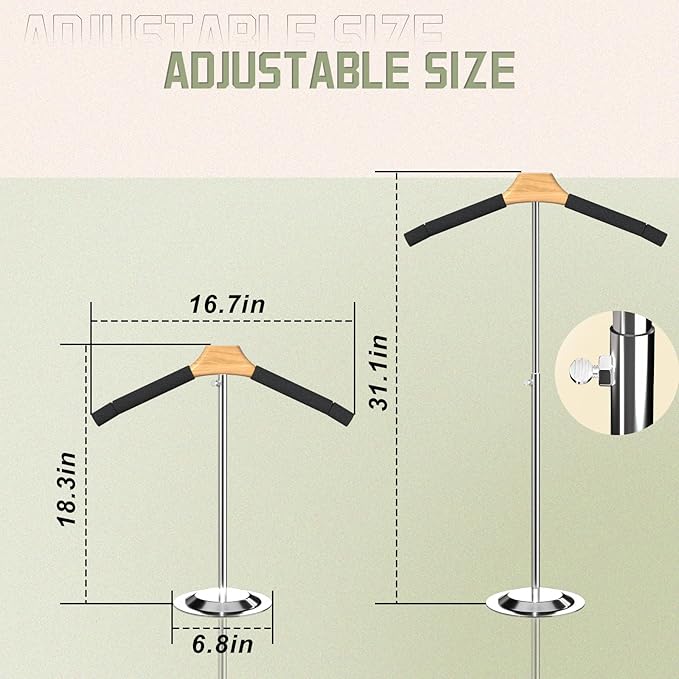 Adjustable T Shirt Display Adult for Vendors 4Pack,18-31.1IN Flexible Shirt Rack Shoulder Stand, Portable Hanging Metal Clothes Display, Hanger Rack for Clothing Dress Garment Coat Retail