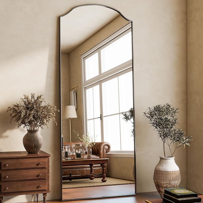 Full Length Mirror,30 x 71 Inch Leaning Full Body Mirrors with Stand，Floor Mirrors Full Length for Bedroom Living Room Leaning, Standing or Hanging Horizontally/Vertically Black