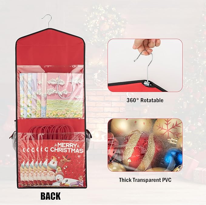 EXLIFBAG Wrapping Paper Storage, Gift Wrap Organizer Holder Double-Sided Hanging Gift Bag Storage Organizer