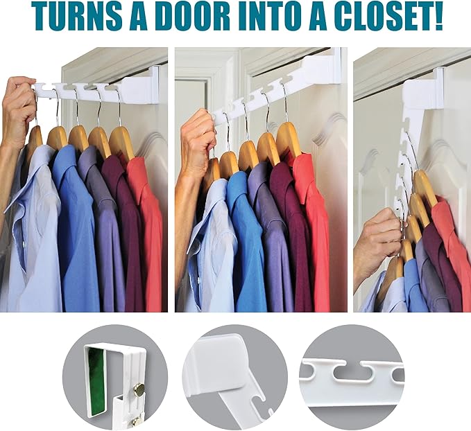 Wonder Hanger Over The Door 3-Pack Organizer for Clothes Hangers, Space-Saving Cascading Hanger Hooks, White