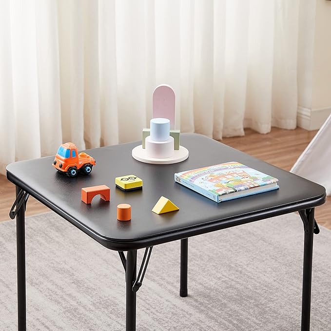 VECELO 24'' Kids Folding Activity Card Table, with Soft Padded Tabletop, 1 Piece, Matte Black