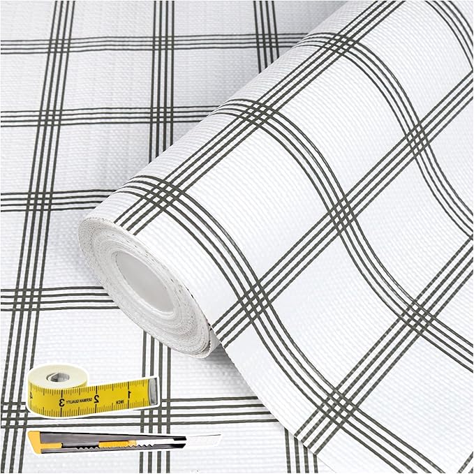 Drawer and Shelf Liner for Kitchen Cabinet: 12 in X 20 Ft Non Slip Waterproof Shelf Paper Non Adhesive Refrigerator Liners White Square Easy Liners for Bathroom Cupboard with Knife Tape Measure
