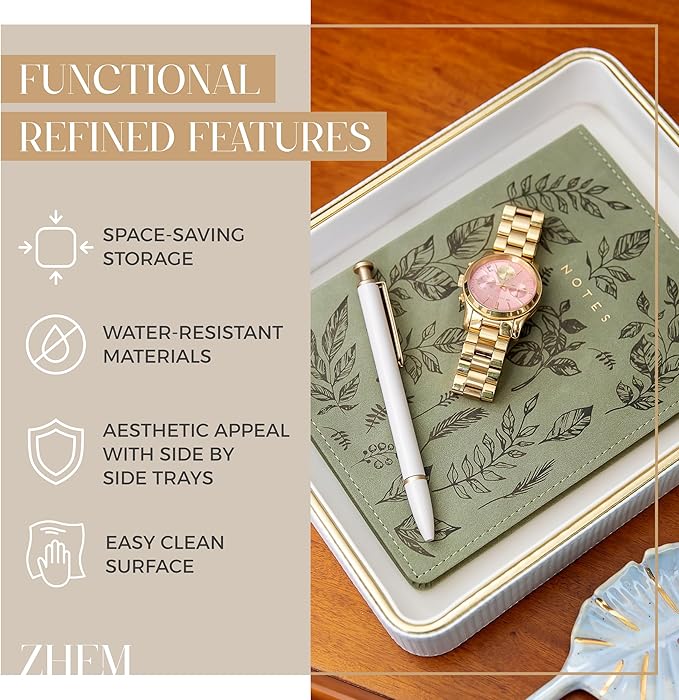Nightstand Tray Perfume Tray Valet Tray Night Stand Bedside Organizer| Perfume Organizer Catchall| Perfume Trays for Dresser Vanity Tray for Dresser Countertop| Perfume Holder (Beige)