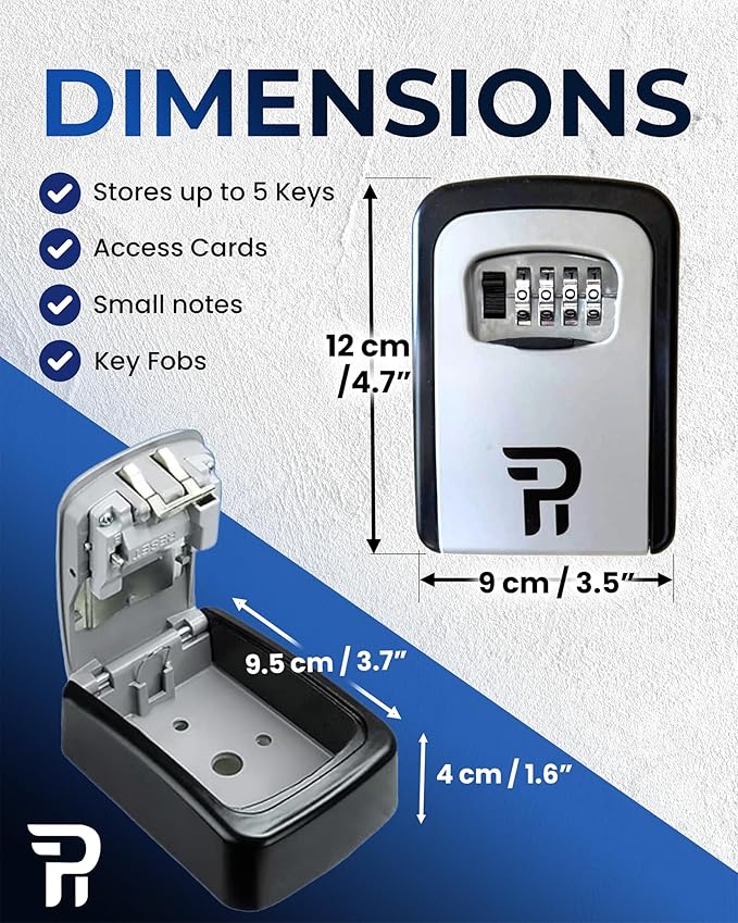 Rudy Run Key Lock Box for Outside – Large Outdoor Lockbox for Keys with Code, 4-Digit Combination Hidden Safe to Hide a Key Outside, Wall Mounted Key Storage for Home, Airbnb, 2 Pack