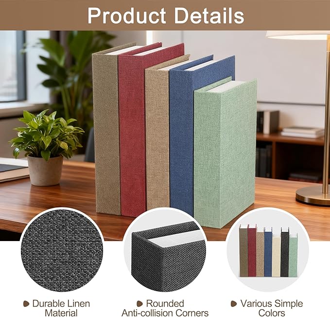 uxcell Decorative Books, 8.7 x 5.9 Linen Fake Books for Decoration Faux Decor Book for Modern Aesthetic Home Office Coffee Table Shelf Desktop Display, Black
