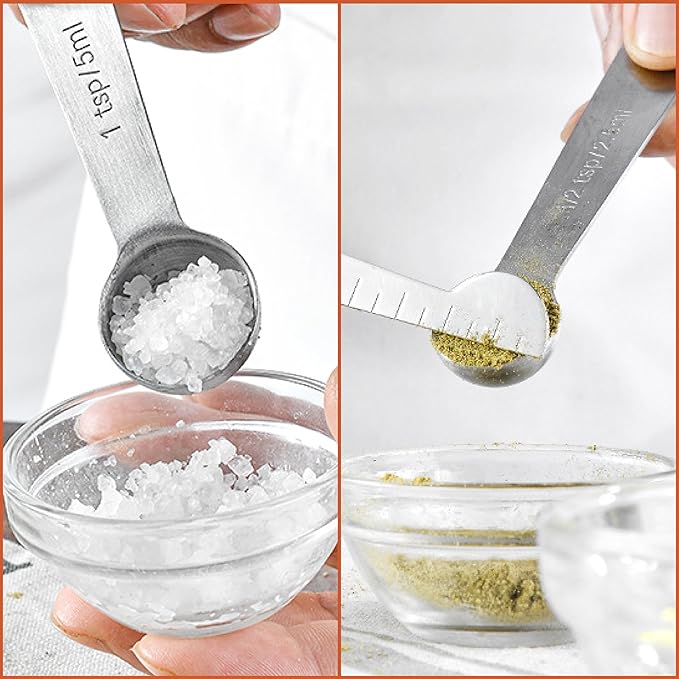 Stainless Steel Measuring Cups & Spoons Set, 12 Pieces Kitchen Measuring Sets Gadgets tool,For Cooking & Baking,Measure Dry & Wet Ingredients And Liquid (Cups & Spoons)