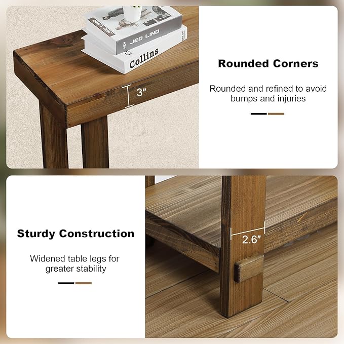 HOKYHOKY Solid Wood Console Table for Entryway, 42.5" Farmhouse Entryway Tables Thickened Tabletop and Legs Rustic Narrow Skinny Behind Couch Sofa Table for Living Room, Hallway, Foyer