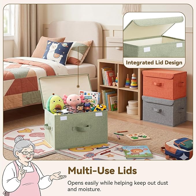 GRANNY SAYS Storage Bins with Lids, Decorative Storage Boxes, Shelf Baskets, Closet Storage Bins for Clothing, Collapsible Storage and Organization, Mixed Color Storage Bins, Large, 4-Pack