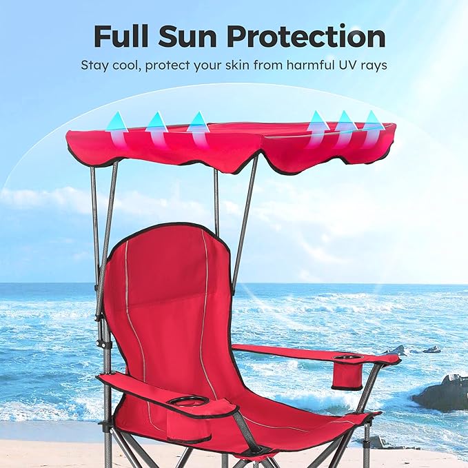 ALPHA CAMP Camping Chairs 350LBS Capacity, Heavy Duty Folding Chair with 4-Can Cooler Bag, Portable Outdoor Chair with Cup Holder for Adults, Collapsible for Tailgating, Beach, Fishing