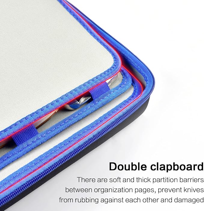Knife Display Case for 66+ Pocket Knives, Butterfly Knife Storage Box, Folding Knives Organizer Holder, Knives Collection Protector for Survival, Tactical, Outdoor, EDC Mini Knife (Bag Only) - Blue