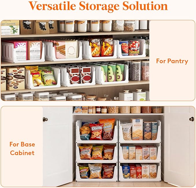 Lifewit 8 Pack Stackable Closet Organizers and Storage Basket for Clothes, Plastic Sweater Storage Bins for Wardrobe, Multifunctional Pants Organizer for RV, Pantry, Kitchen, Dorm, 16.5" Depth