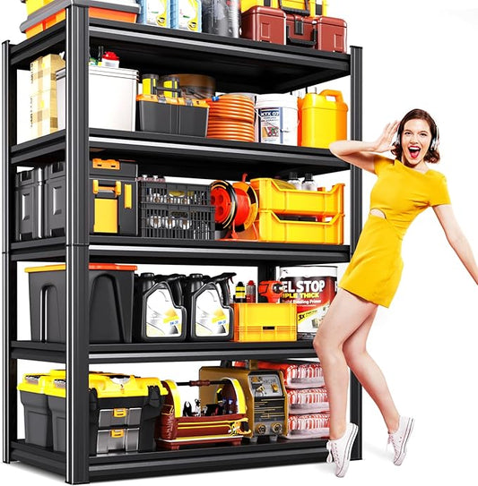 46''W Storage Shelves,Adjustable Shelving Unit,5T Metal Garage Shelving ,Heavy Duty Garage Storage Shelves, Quick-Install Metal Shelving Unit Utility Rack Shelf for Warehouse, Kitchen72H*46W*20''D