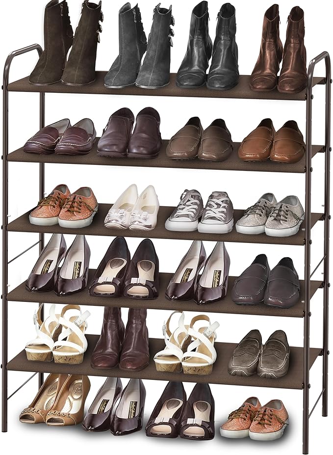 Simple Houseware 5-Tier Shoe Rack Storage Organizer, Bronze | 600D polyester light studry shoe organizer