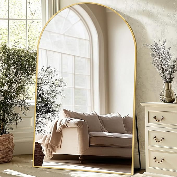 Oversized Full Length Mirror 72x44 Inch - Wall Mounted or Standing Floor Mirror with Aluminum Alloy Frame, Shatterproof Tempered Glass - Modern Mirror for Bedroom, Living Room, Closet, Gold