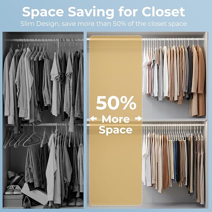 HOUSE DAY White Plastic Hangers 40 Pack, Plastic Clothes Hangers with Built-in Strap Hooks, Space Saving Slim Hanger for Closet Organizers and Storage, Durable Clothing Hanger for Shirts Blouses Tops