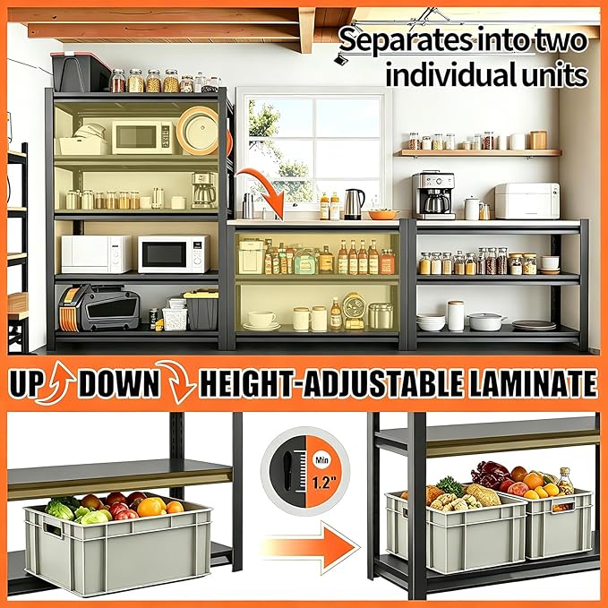 PRESTELION 4-Tier Adjustable Bakers Rack, 1600 lbs Capacity All-Steel Standing Kitchen Shelf, 23.6" L x 13.8" W x 54" H - Microwave Stand with Storage for Kitchen, Living Room, Dining Room