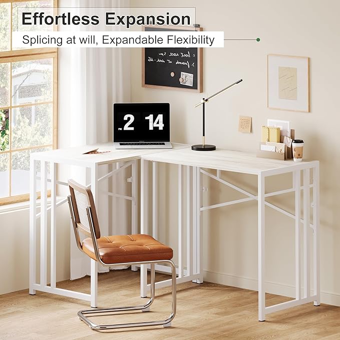 Lutown-Teen Small Folding Desk 35 inch, No Assembly Required Small Office Desk, Writing Gaming Computer Camping Table, Beige