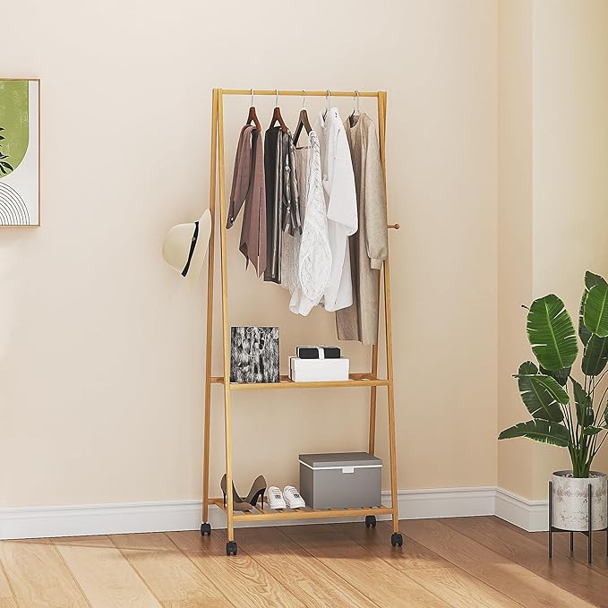 VECELO Coat Rack Freestanding, Entryway Hanger Stand, Umbrella Holder, Hall Tree With Hooks, Floor Standing Metal Tree Stand,Oak