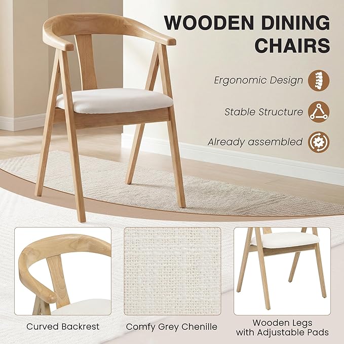HNY Wooden Folding Chair with Cushion Set of 4, Linen Foldable Dining Chairs Folding Event Chair, Portable Space-Saving Accent Chair with Armrests for Kitchen Dining Living Room Small Spaces, Beige