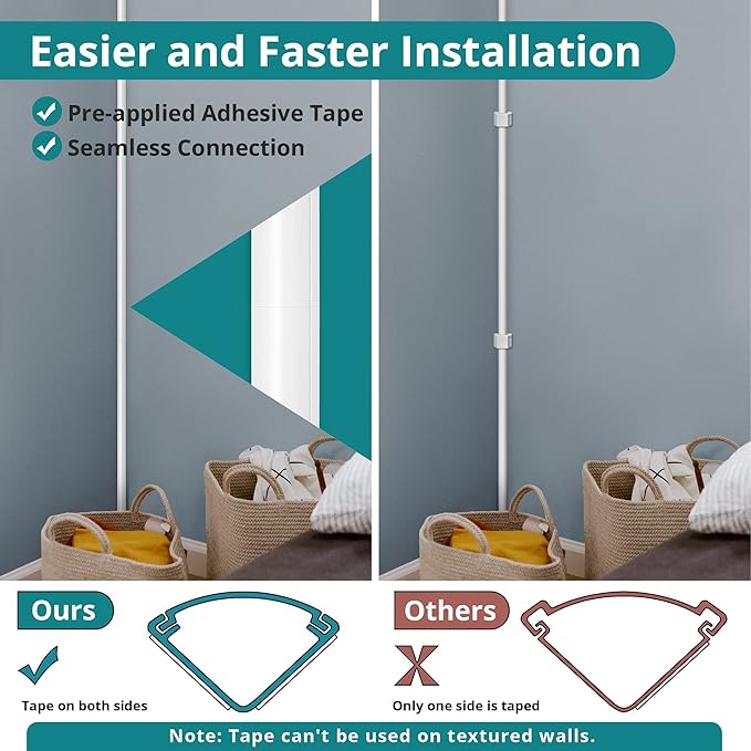 136in Corner Cable Concealer, Corner Cord Hider for One Cord, Wire Covers for Cords, Paintable Corner Cord Cover, Cable Management Channel Cable Raceway for Wall, Floor Baseboard, Ceiling -Beige