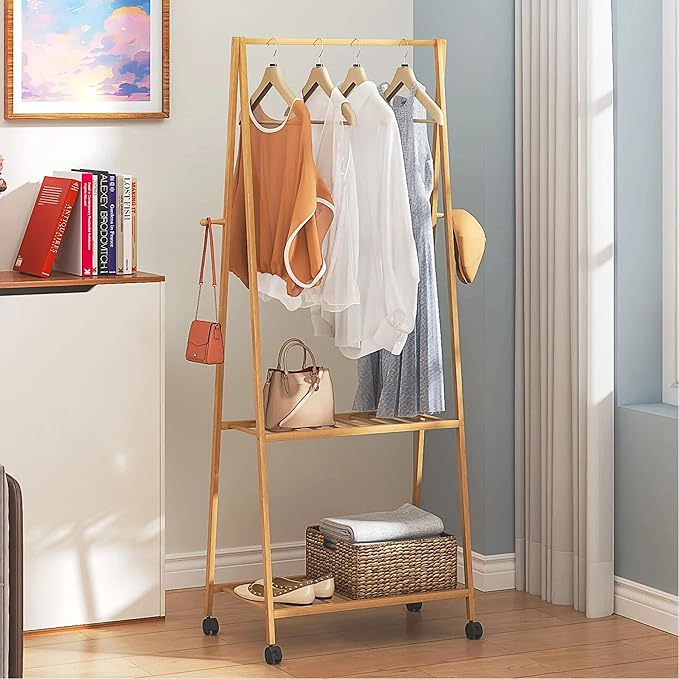 VECELO Coat Rack Freestanding, Entryway Hanger Stand, Umbrella Holder, Hall Tree With Hooks, Floor Standing Metal Tree Stand,Oak