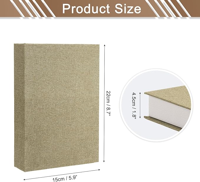 uxcell Decorative Books, 8.7 x 5.9 Linen Fake Books for Decoration Faux Decor Book for Modern Aesthetic Home Office Coffee Table Shelf Desktop Display, Light Brown