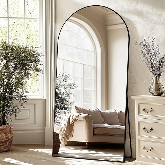 Oversized Full Length Mirror 78x38 Inch - Wall Mounted or Standing Floor Mirror with Aluminum Alloy Frame, Shatterproof Tempered Glass - Modern Mirror for Bedroom, Living Room, Closet, Black