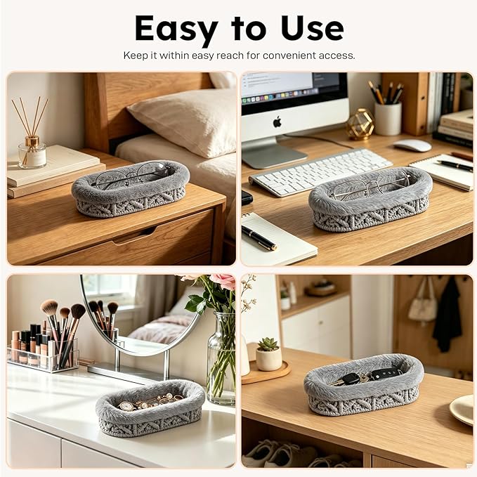 Glasses Holder,Anti-scratch Plush Lined Eyeglass Holder Stand for Nightstand Desk Storage Organizer