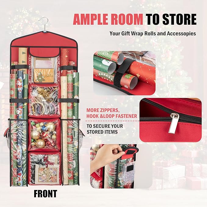 EXLIFBAG Wrapping Paper Storage, Gift Wrap Organizer Holder Double-Sided Hanging Gift Bag Storage Organizer
