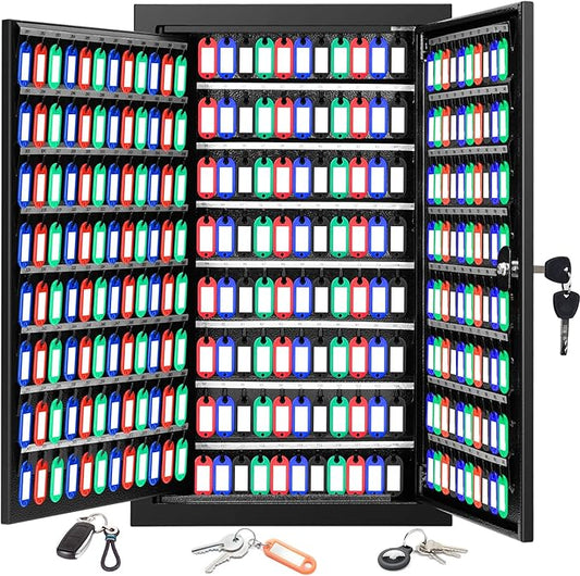 376 Keys Key Lock Box Wall Mount with 376 Numbered Hooks and 376 Colored Key Tags, Anti-Theft Key Cabinet with Key Return Drop Slot, Key Storage Box Key Organizer for Car Garage Home Office