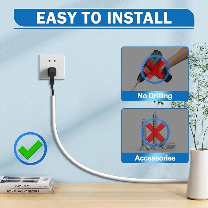 UOMTFAI Wall Cord Hider 390 Inch - Self-Adhesive Wire Cover Raceway for Walls, Flexible PVC Cable Concealer for Home and Office, W0.59 H0.39in - White