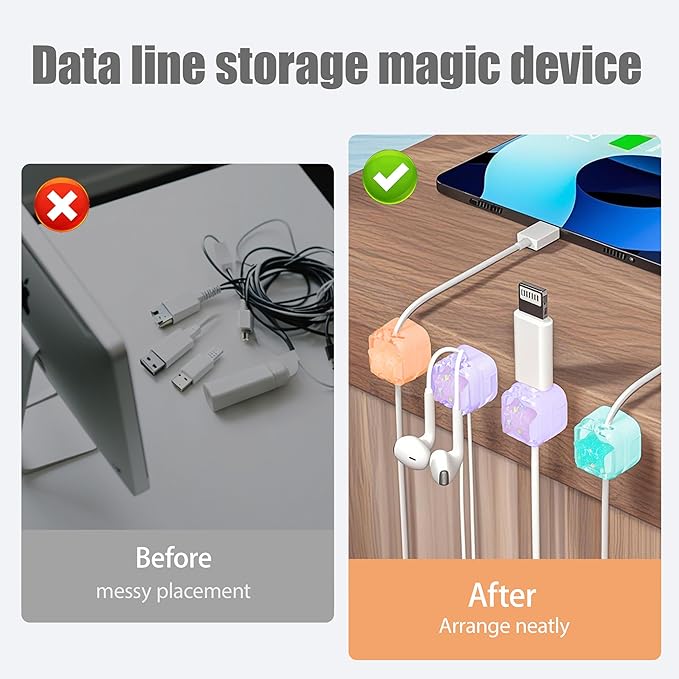 Cable Clips for Nightstand,Cord Holder Organizer with DIY Surface Design (3Pack-Star)