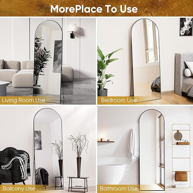 Antok Full Length Over-the-Door Hanging Mirror - Freestanding Wall Mount Leaning Body Mirror for Bedroom Living Room Entryway, 58" L x 20" W, Black