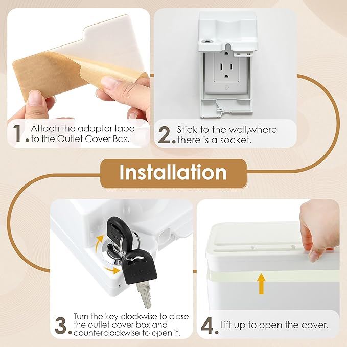 1 Pack Power Strip Cover Baby Proof & 1 Pack Outlet Cover Box. Cable Management Box with Lock, Baby Proof Power Strip with Holes for Wire Storage and Organization, Outlet Protector