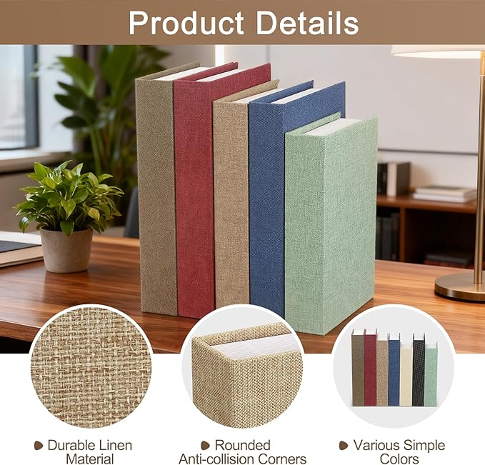 uxcell Decorative Books, 10.6 x 6.7 Linen Fake Books for Decoration Faux Decor Book for Modern Aesthetic Home Office Coffee Table Shelf Desktop Display, Yellow