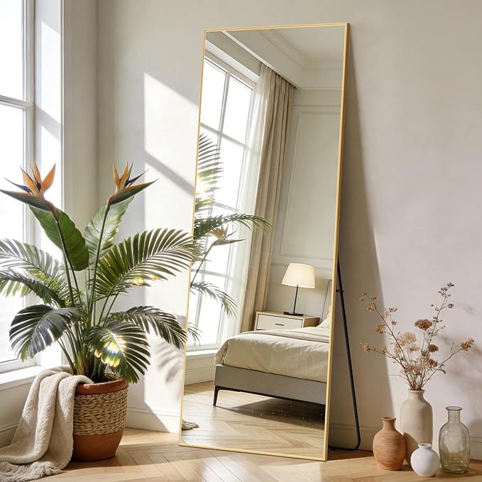 EOGOW 65" x 22" Full Body Mirror,Tempered Glass Shatterproof Full Length Mirror with Stand, Hanging, Wall Mounted Leaning for Bedroom Living Room Entryway
