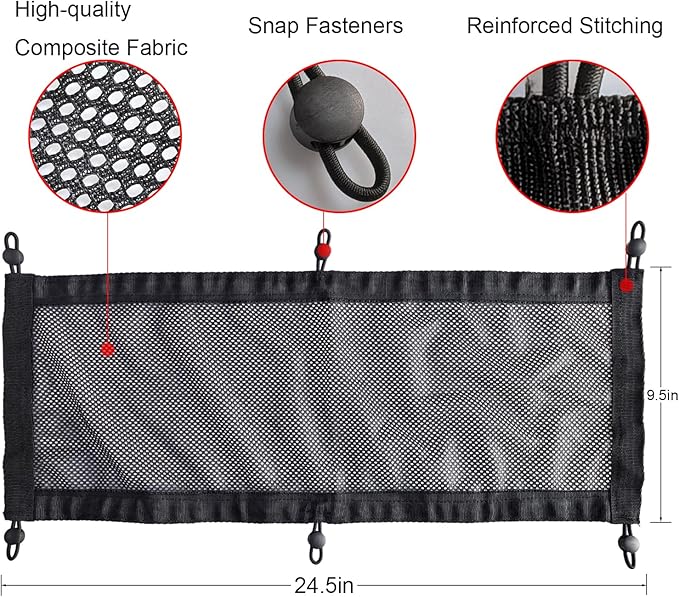 Under Desk Cable Management Net Kit – No Sag Cord Organizer for Power Strips, Mesh Cable Hammock with Screws, Clips & Ties, Wire Management for Standing Desk & Gaming Setup (24.5"x9.5")