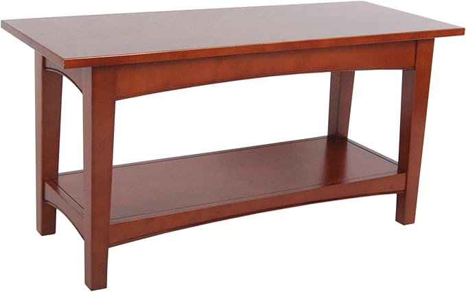 Shaker Cottage Bench in Cherry – Entryway Furniture, Shoes Shelf, Coffee Table, Long Lasting Durability, Easy Assembly, Transitional, Cottage Styling