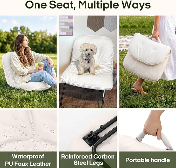 ZonLi Floor Chair for Adults, Adjustable Folding Meditation Chair with Back Support, Cozy Lazy Floor Sofa Chair for Reading Gaming Relaxing, Japandi Lounge Seat for Bedroom Dorm Living Room,Beige
