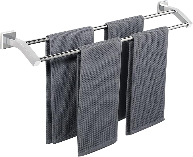 Alise Double Bath Towel Bars Towel Racks for Bathroom,Wall Mount Towel Holder Heavy Duty 28-Inch Towel Hanger Rail,SUS304 Stainless Steel Polished Chrome