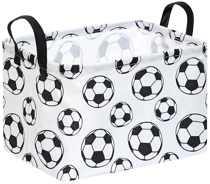 Rectangle Soccer Basket Storage Bin, Closet Baskets Foldable Box with Handles, Storage Boxes for Home Office Car Dormroom