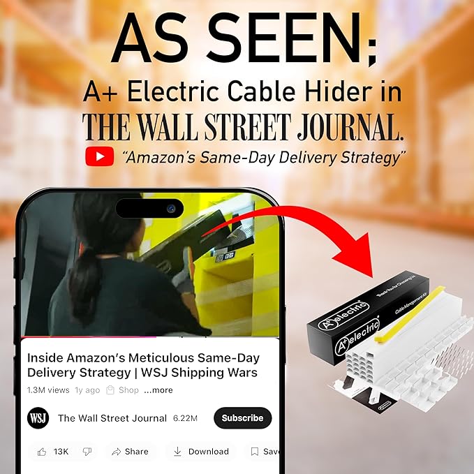 A+ ELECTRIC Cord Cover Full Kit, 26ft/315in Self-Adhesive Cable Raceway, 20 Snap-On Channels, Wire Hider for TV, HDMI & Speaker Cables, Includes Connectors & Corners, Paintable Cable Management, White