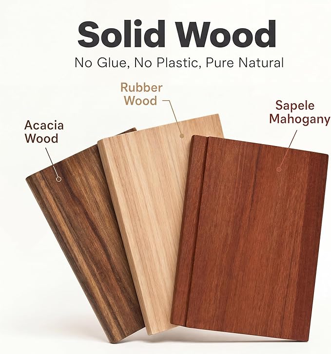 TRYLIFE Book Cutting Board Set of 3 with Stand - The Cutting Board Library, Wood Cutting Boards & Wooden Utensil Set - Charcuterie Boards for Kitchen, Home Decor Gift
