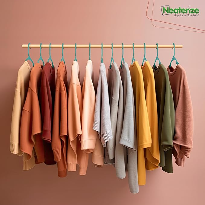 NEATERIZE Clothes Hangers Plastic 20 Pack for Adults - Plastic Hangers, The Perfect Coat Hanger and Space Saving Clothes Hangers for Closet, Percheros Ganchos para Colgar Ropa Hangars - Aqua Hangers